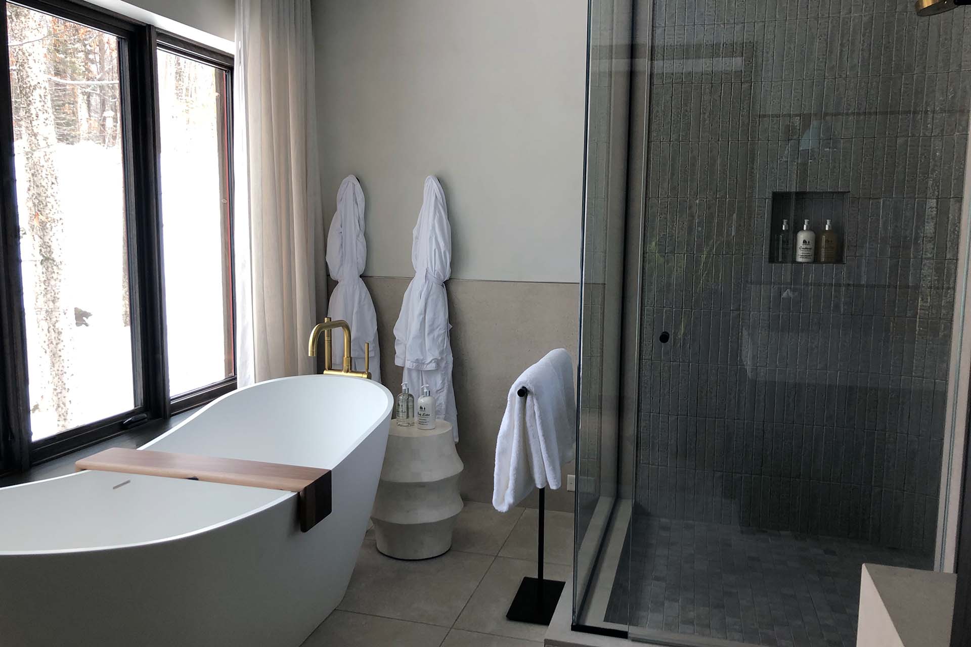 plumbing fixtures in a hotel bathroom