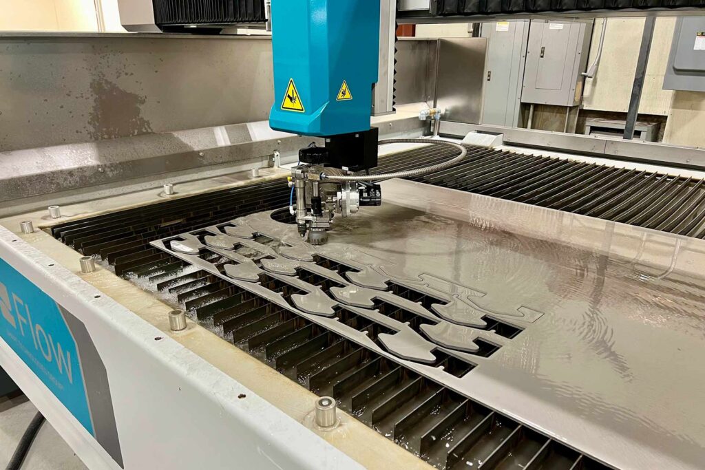 Waterjet machine cutting metal